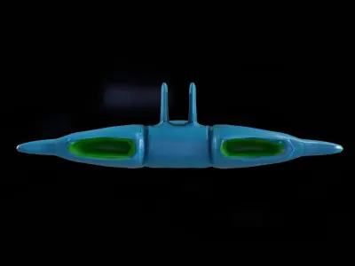 Sci-fi Jet Spaceship roaming through the Space Low-poly 3D model