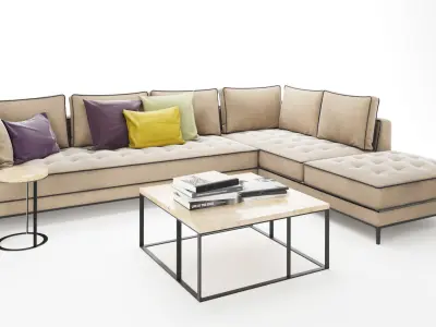 Corner sofa set with table and plant Free 3D model
