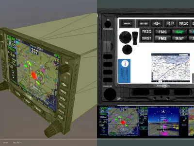 Avidyne IFD540 Hybrid Touch-Screen GPS MFD NavCom Low-poly 3D model