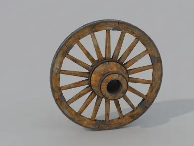 Wagon Wheel1 Low-poly 3D model