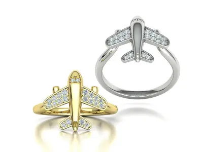 Airplane Diamond Ring 3dprint model Own design 3D print model