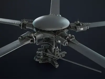 MH-6 Little Bird Rotors Low-Poly Low-poly 3D model