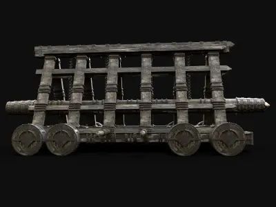  BATTERING RAM SIEGE ENGINE MEDIEVAL WAR MACHINE BATTLE Low-poly 3D model