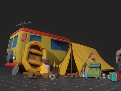 Survival Pack lowPoly Low-poly 3D model