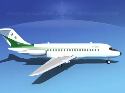 Douglas DC-9-20 Ozark Airlines 3D model