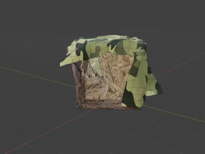 Broken wooden military box game ready PBR low poly Free low-poly 3D model