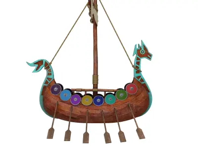 Viking ship cartoon 3D model