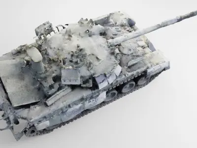 Russian T-80 tank destroyed by Ukrainian army 3D model
