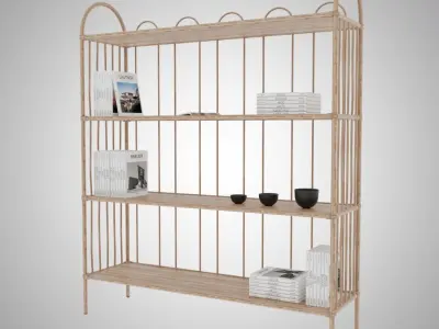 Bamboo Bookcase Free 3D model