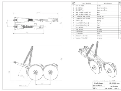 Coulter unit with linkage Low-poly 3D model