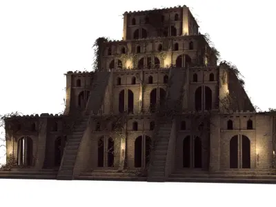 Temple With Ivy Vines at Night 3D model