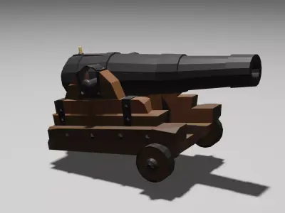Naval Cannon Free low-poly 3D model