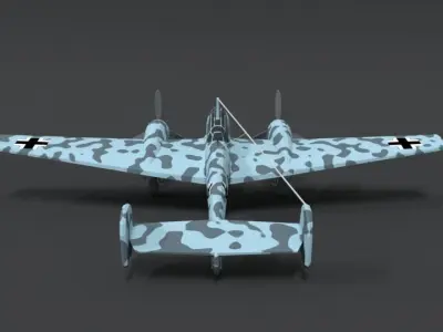 Low Poly Cartoon Messerschmitt Bf110 WWII Airplane Low-poly 3D model