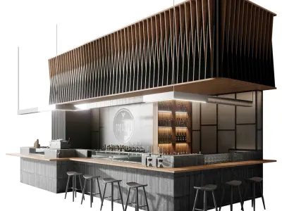 Bar 2 and restaurant design 3D model