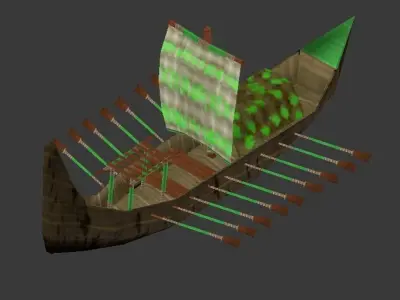 Tribal Boats and Vessels Low-poly 3D model