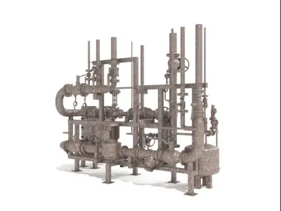 Industrial heat exchanger filter pipeline boiler plant 3D model