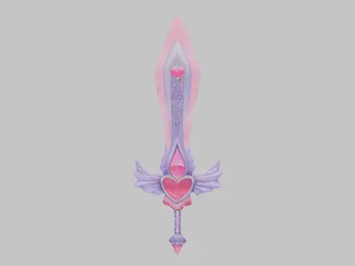 Heartblade Fantasy Sword Low-poly 3D model