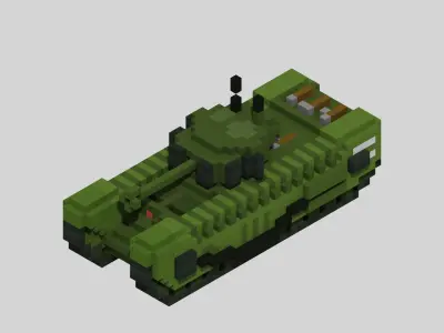 Churchill MK VII Tank Voxel Low-poly 3D model