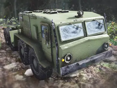 Functional - MAZ537  Battle Truck  6 Versions Low-poly 3D model