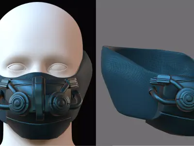 Gas mask helmet 3d model scifi Low-poly  Low-poly 3D model 546
