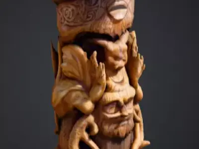 Viking Totem Wood Low-poly 3D model