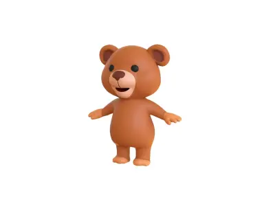 High-Quality 3D Cartoon Bear Low-poly 3D model