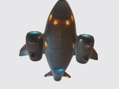 Cartoon lowpoly spaceship Low-poly 3D model