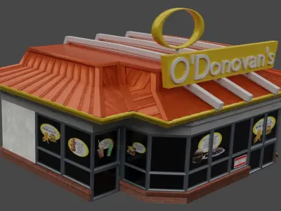 McDonalds Parody- ODonovans Burgers Restaurant Building Free 3D model