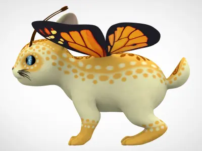 Monarch Bunnyfly Low-poly 3D model