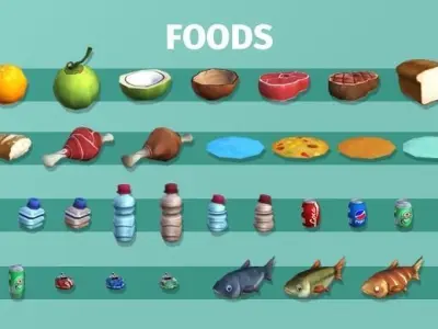 Survival Asset Kit Low-poly 3D model