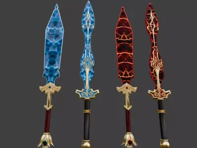 Fire and Ice swords 3D model