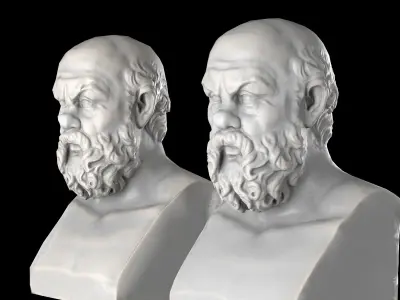 Socrates herm sculpture Low-poly 3D model