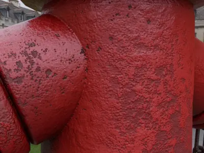 Fire Hydrant VAG 2 - Red and Rosty 1 - Low-poly 3D model