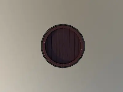 Wooden Barrel Free low-poly 3D model 9