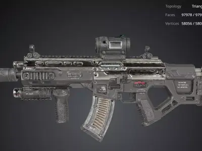 Futuristic Rifle Gun 3D model 4
