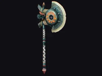 Axe Twohanded Mace Weapon Cutting Fantasy Melee Hatchet Low-poly 3D model