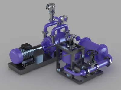 Steam-gas boilers filtration pipes plant facilities 3D model