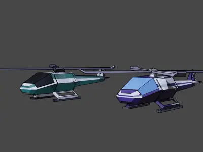 Lowpoly commercial helicopter for game Free low-poly 3D model