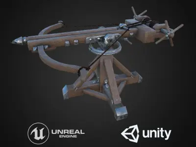 Ballista medieval crossbow Low-poly 3D model