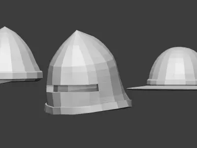 30 Low poly medieval fantasy helmets base mesh shapes IMM brush 3D model