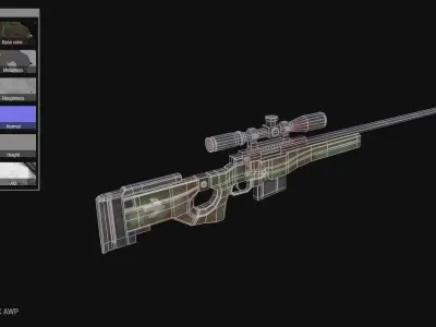 Post apocalyptic AWP Low-poly 3D model