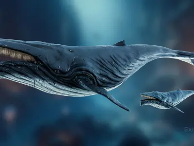 Whale and Whale Calf - Underwater Creature Animated Monster - 23 Low-poly 3D model