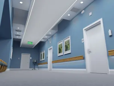 Hospital Hallway and Ward Interiors 3D model