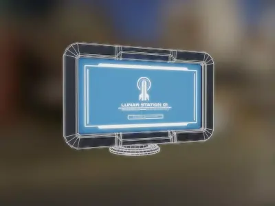 Sci-Fi Computer Screen Low-poly 3D model