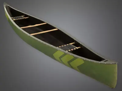 Weathered Green Canoe Boat AAA Free 3D print model