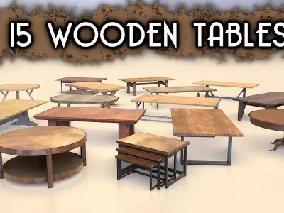 Low-Poly Wooden Table Pack Free low-poly 3D model