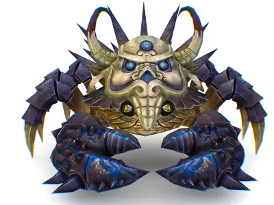 Blue Giant Crab Shell Crayfish Arthropods Sea Animal Low-poly 3D model