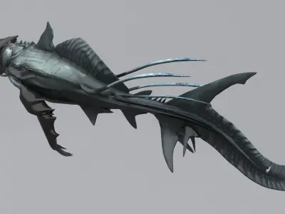 Sea monster leviathan Low-poly 3D model