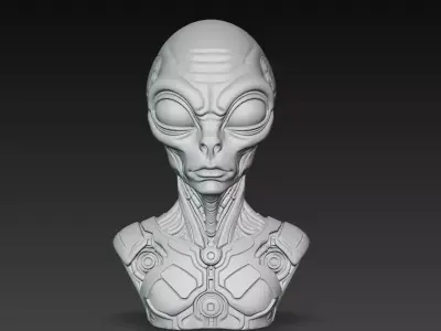 Biomechanical Alien Bust STL Futuristic Sci Fi Model 3D print model