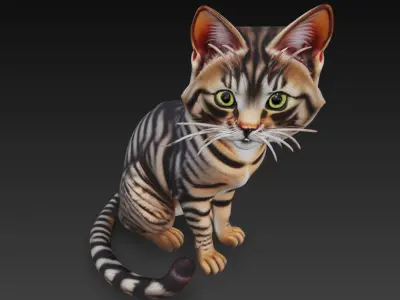 Cat Realistic 3D Model - Low Poly Realistic Low-poly 3D model